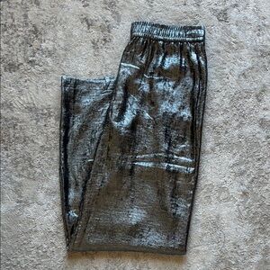 ZARA- silver metallic straight-leg pant, size medium